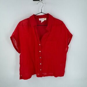 C&C California Red Linen Button Down Size XL Coastal Minimalist Sustainable